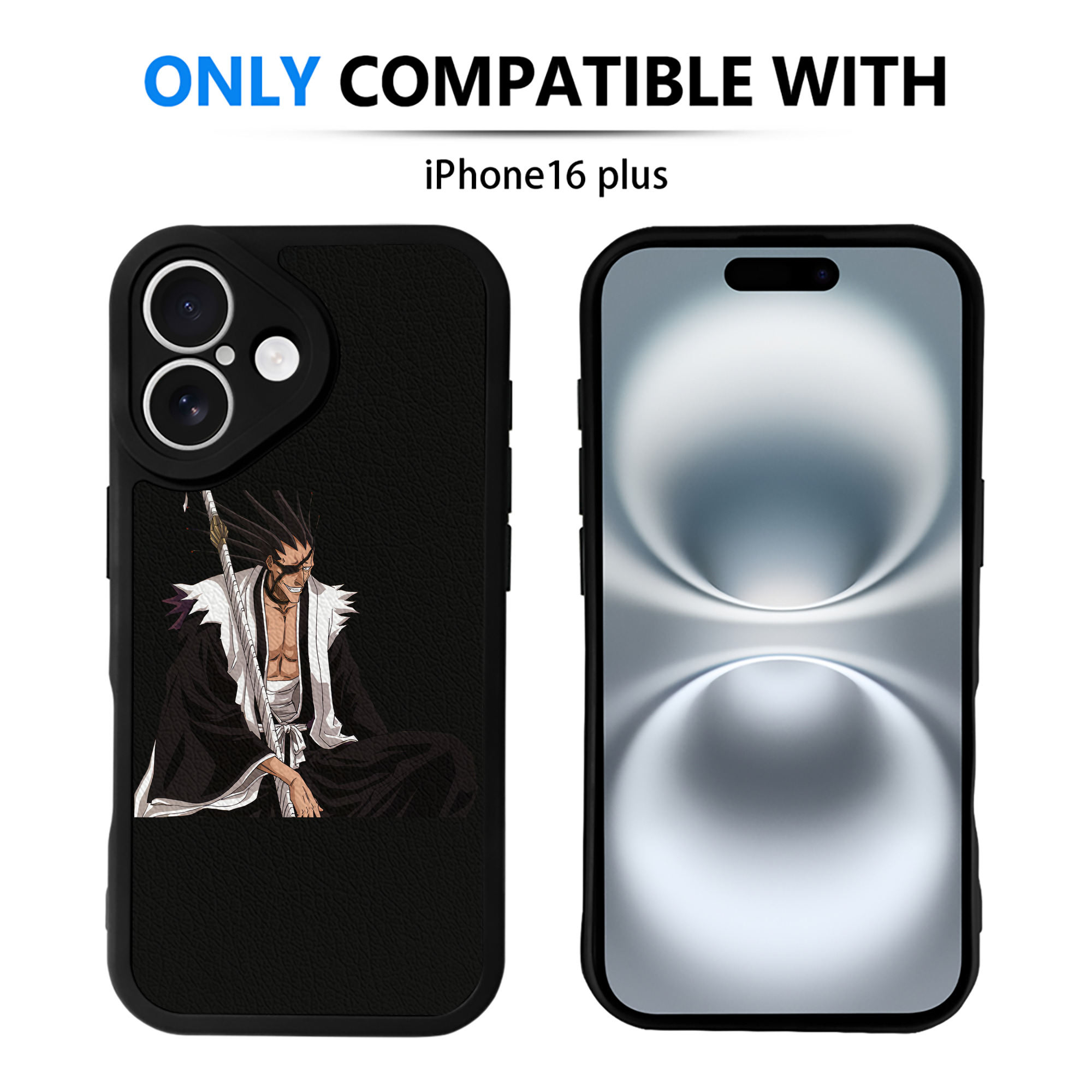 （画像用） ブリーチ ざらき けんぱち BLEACH Zaraki Kenpachi 【iPhone 16シリーズ対応】シリコンスマホケース（レザー調） 材質：シリコン